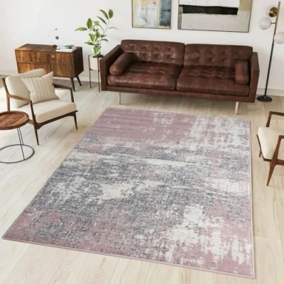 Image of Grey Blush Distressed Traditional Rug Affordable Transitional Abstract Faded Living Room Area Bedroom Hallway