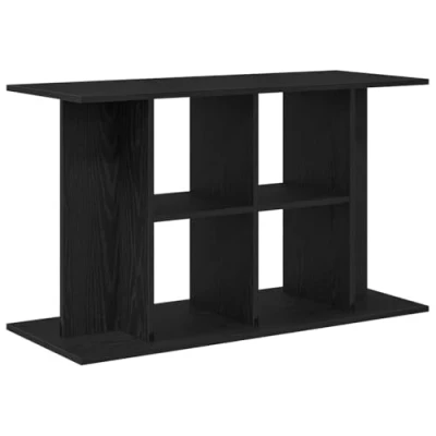 Image of vidaXL Aquarium Stand Black Oak Engineered Wood Fish Tank Cabinet 100x40x60 cm with Ample Storage and Modern Sleek Design