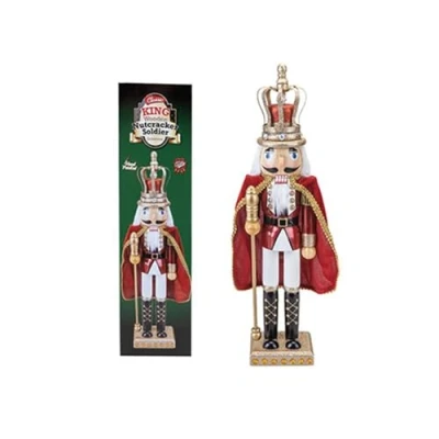 Image of PMS King Wooden Nutcracker Soldier Hand Painted Christmas Decoration Figurine Traditional Premium Home Xmas Ornament Fireplace 42cm