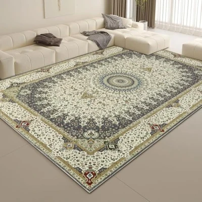 Image of Aspire Homeware Rugs for Bedroom Living Room Extra Large 240x320 cm Traditional Area Cashmere Style Soft Short Pile Vintage Rug Carpet Dining Easy To Clean, Willow Grey