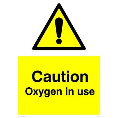 Image of Pack of five Caution Oxygen In Use Sign 150x200mm A5P