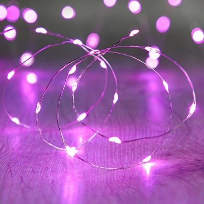 Image of Battery Operated Micro Fairy Lights with 20 Pink LEDs by eBuzz (Pink)