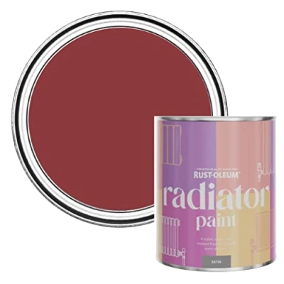 Image of Rust Oleum Red Heat Resistant Radiator Paint in Satin Finish Empire 750ml