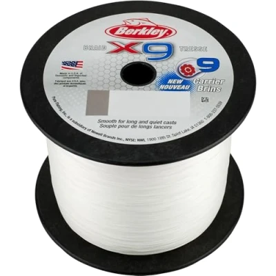 Image of Berkley X9 Braided Fishing Line 9 Strand Braid for Saltwater and Freshwater Fishing, Unisex,, Crystal, 31.5kg 2188yd 2000m