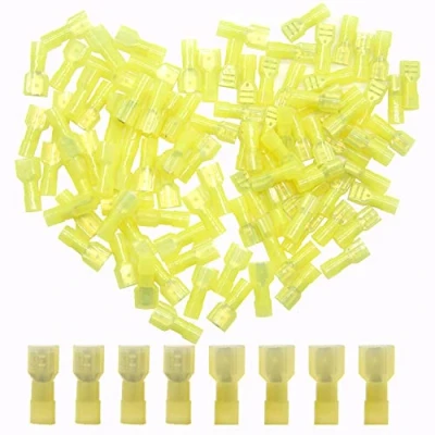 Image of CEEYSEE 100Pcs Wire Connectors Yellow 12 10AWG Nylon Fully Insulated Male &amp; Female Spade Quick Disconnects Electrical Crimp Terminals（NSY)