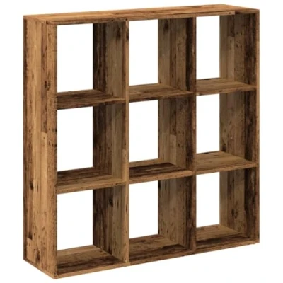 Image of vidaXL Room Divider Bookcase/Brown Engineered Wood Bookshelf 102 x 29 103.5 cm with 9 Cubical Compartments for Living Room, Bedroom, Study, or Basement Organization