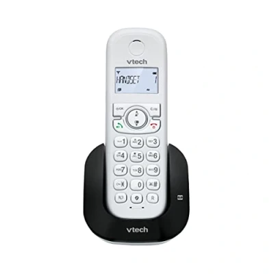 Image of VTech CS1550 DECT Cordless Phone with Answering Machine and Call Block, 1 Handset, Landline House Phones, White, Caller ID/Call Waiting, Redial, Handsfree, illuminated Display Keypad