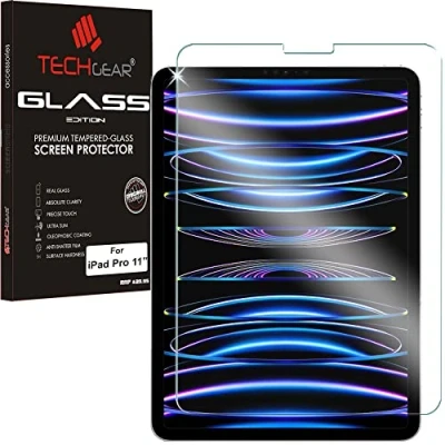 Image of TECHGEAR Glass Edition for iPad Air 5/4, Pro 11&quot; 2022 2021 2020 2018 Tempered Screen Protector Compatible with Apple Pencil &amp; 10.9&quot; 5th / 4th Gen, 11 3rd 2nd 1st Gen
