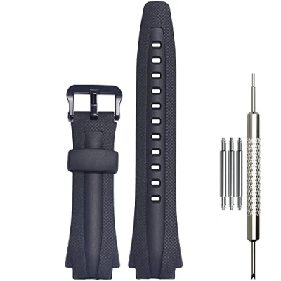 Image of 17mm Resin Strap Compatible with Casio EDIFICE series AQ 160 161w 163w Watch Band Waterproof Black Rubber Replacement Bracelet