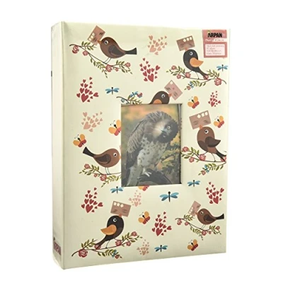 Image of Arpan Fashion Design 200 Holds Photo Album for 5&quot;X7&quot; (13X18cm) with Window (Cream Bird Floral)