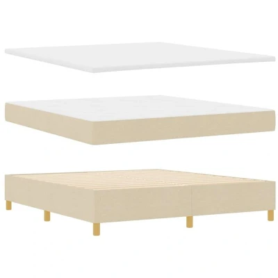Image of Box Spring Bed with Mattress Cream 180x200 cm Fabric Vidaxl