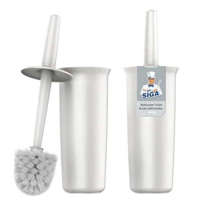 Image of MR.SIGA Toilet Bowl Brush and Holder for Bathroom, White, 2 Pack