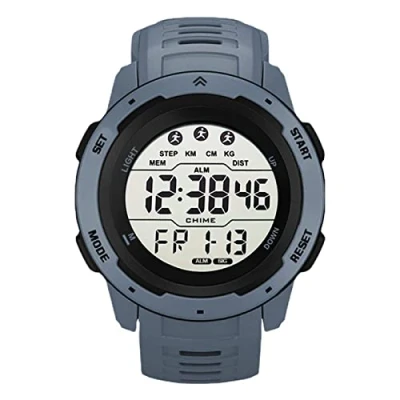 Image of Digital Sports Watch, Men&#039;s Watch Military Electronic Waterproof Wrist Watches for Men with Stopwatch Alarm LED Backlight (Gray)