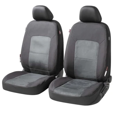 Image of Walser Premium car seat covers Ellington with zip system, ZIPP IT protective for front seats black/grey 11864