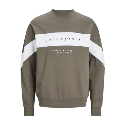 Image of JACK &amp; JONES Men&#039;s Jjetimo Blocking Sweat Crew Neck Sn Sweatshirt, Bungee Cord, S