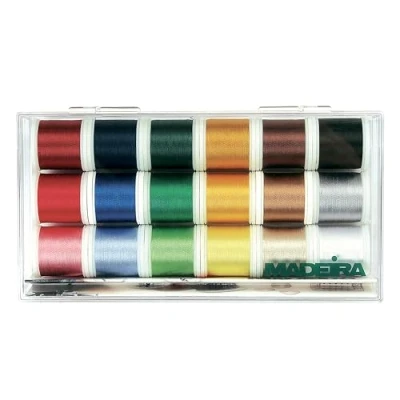 Image of Madeira Rayon No.40 Clear Box x, 18 Spools Multi, 200m per Spool