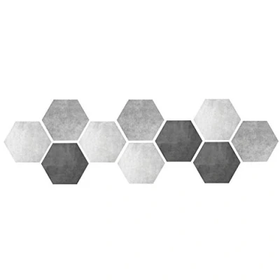 Image of 10Pcs Waterproof Non Slip Hexagonal Self Adhesive Gray White Fashionable and Conceptual Models Ceramic Tile Wall Floor Stickers Home Decor