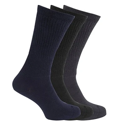 Image of 3x Pairs of Mens Extra Wide Comfort Fit &#039;Wide Feet&#039; Diabetic Socks / UK 6 11 Eur 39 45 (Assorted Darks)