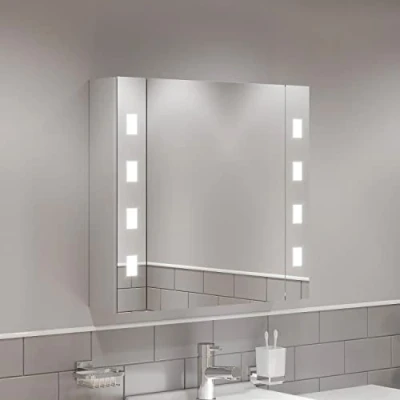 Image of Artis® 650 x 600mm Bathroom Mirror Cabinet LED Lights Wall Mounted Shaver Demister Illuminated Mirrors for Bathrooms, Mains Powered, Motion Sensor