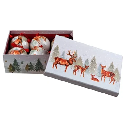 Image of The Leonardo Collection LP52775 Christmas Forest Family Deer Baubles (Set of 6), Boxed