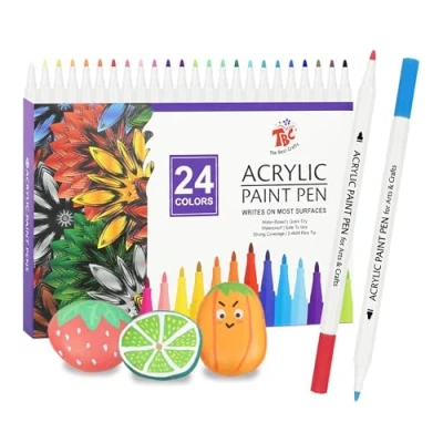 Image of TBC The Best Crafts Acrylic Paint Pen 24 Color waterproof, non toxic, odorless, suitable for paper, pottery, stones, backpacks, glass, eggs, fabrics, plastics, handicrafts, gift cards Gifts Kids