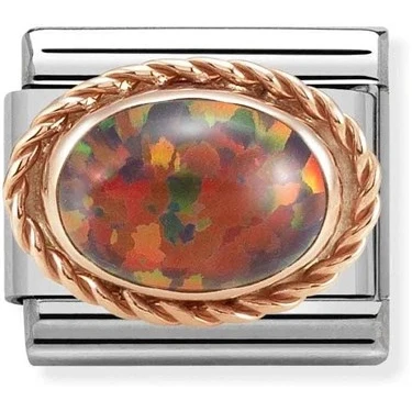 Image of Nomination Rose Gold Red Opal Oval Charm