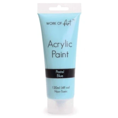 Image of Quickdraw 120ml Pastel Acrylic Paint Tubes Assorted Colours Water Based Non Toxic Paints for Artists (Pastel Blue)