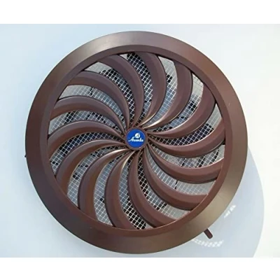 Image of Brown Circle Air Vent Grille with Adjustable Shutter and Duct Pipe Connection from 100mm up to 150mm.