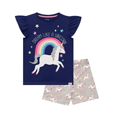 Image of Harry Bear Girls Short Pyjamas Unicorn Blue 9 10 Years