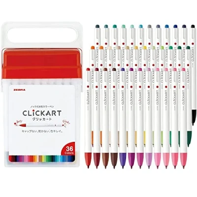 Image of Zebra WYSS22 36C N Clickart Water Based Markers, 36 Colors, Case Included