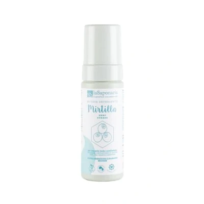Image of La Saponaria Mirtilla Cleansing Mousse, Hyaluronic Acid, Antioxidant, Moisturising, Marigold, Dermatologically Tested, All Skin Types, Natural, Vegan, Cruelty Free, Ocean Plastic, Organic, 150ml