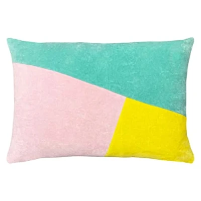 Image of furn. Morella Colour Block Cotton Velvet Filled Cushion Multicolour One Size