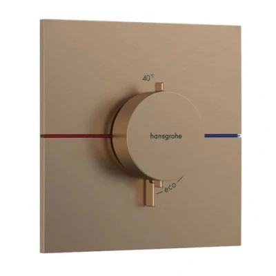 Image of hansgrohe ShowerSelect Comfort E thermostat conceiled, bathroom tap with safety stop at 40 C, square for showers and bath tubs, shower mixer 3 functions, brushed bronze, 15574140