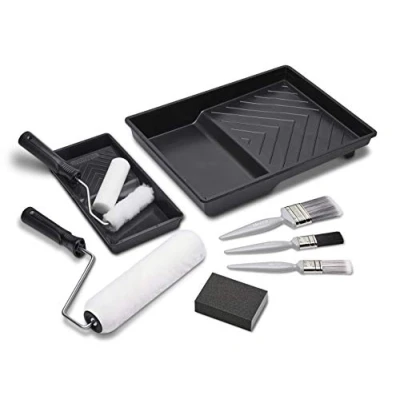 Image of Harris Walls &amp; Ceilings Essentials Decorating Set 11 Pieces 1 x 9&quot; Roller Sleeve, 4&quot; Sanding Block and 3 Pack Paint Brushes