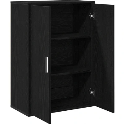 Image of vidaXL Black Oak Sideboard/Buffet Rectangular Medium Storage Unit with Matte Finish for Dining &amp; Living Room Decor