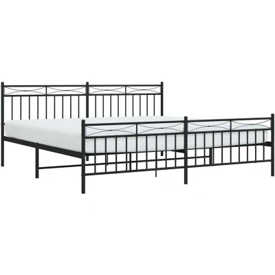 Image of vidaXL Metal Bed Frame without Mattress with Footboard Black 193x203cm