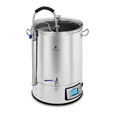 Image of Royal Catering Stainless Steel Mash Tun Brew Kettle Home Brewing Beer 40L 2500W RCBM 41N (Stainless Steel/Tempered Glass, 10 100C, LCD Display, 9 Programs)