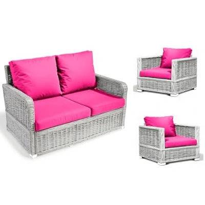 Image of Kosiproducts Replacement Rattan Cushion Seat Cushions Garden Patio Furniture [Pink, 4 Seats + Cushions] Furntiure Not Included