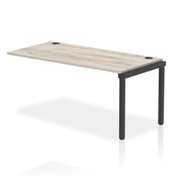 Image of Impulse Bench Single Row Ext Kit 1600 Black Frame Desk Grey Oak