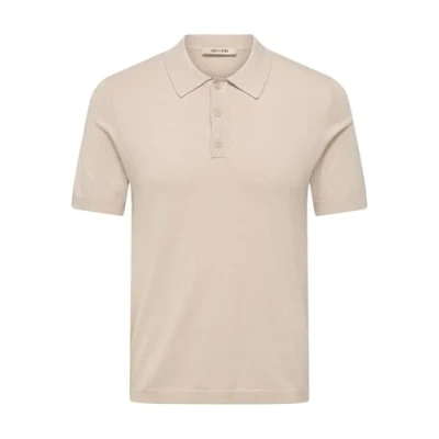 Image of ONLY &amp; SONS Men&#039;s ONSWYLER Life REG 14 SS Polo Knit NOOS Shirt, Silver Lining, XL