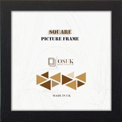 Image of OSUK Modern 9x9 Inch Square Photo Frame Black Picture Frames With Safe Perspex Front &amp; Wall Hanging Hooks Wood Effect 9x9&quot; (22.8 x 22.8cm)