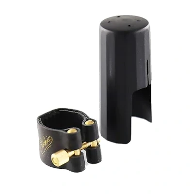 Image of Rochix Genuine Leather Ligature and Plastic Cap for Alto Saxophone Sax