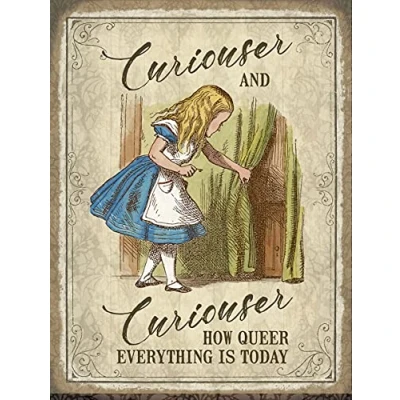 Image of og Curiouser and Alice In Wonderland Fridge Magnet 90mm x 70mmm
