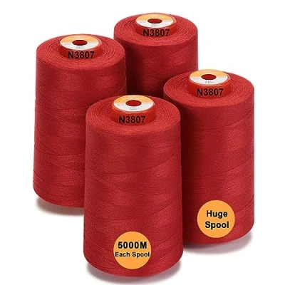 Image of New brothread 28 Options 4 Large Cones of 5000M Each All Purpose Polyester Sewing Thread 40S/2 (Tex27) for Sewing, Quilting, Piecing, Serger and Overlock Red