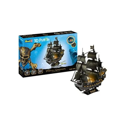 Image of Revell 3D Puzzle 00155 Black Pearl LED Edition 293 Pieces, Highly Detailed, Stunning Light Effects, 68cm in length, Fun &amp; Easy To Build