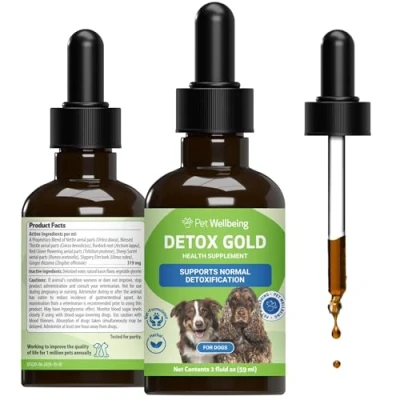 Image of Pet Wellbeing Detox Gold for Dogs Vet Formulated Gentle Detoxification &amp; Elimination Support Natural Herbal Supplement 2 oz (59 ml)
