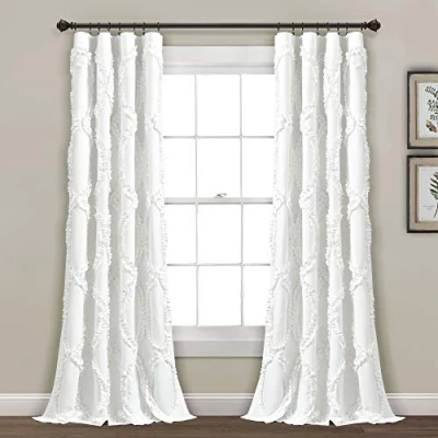 Image of Lush Decor Avon Window Curtain Ivory Panel for Living, Dining Room, Bedroom (Single), 54&quot; W x 95&quot; L, White
