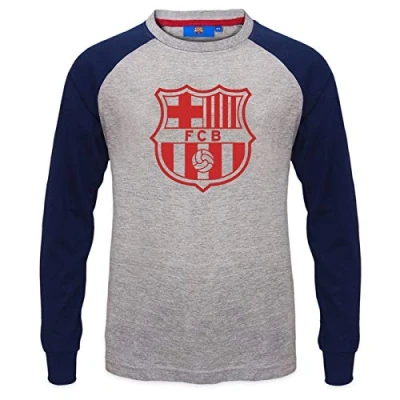 Image of FC Barcelona Official Gift Kids Crest Long Sleeve T Shirt Grey 4 5 Years