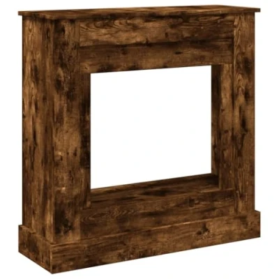 Image of vidaXL Fireplace Surround/Mantel Smoked Oak Engineered Wood 90x30x90 cm LED Flame Compatible