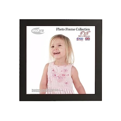 Image of Inov8 British Made Real Wood Picture/Photo Frame 8x8&quot; Inch(20x20cm) Auckland 20mm Pine Black